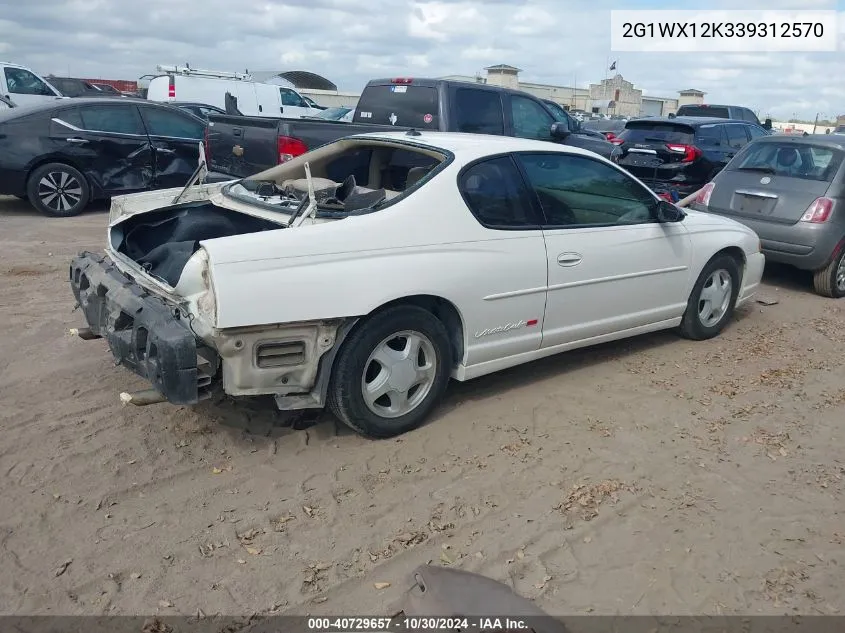 2003 Chevrolet Monte Carlo Ss VIN: 2G1WX12K339312570 Lot: 40729657