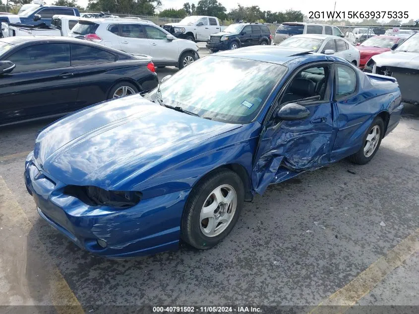 2003 Chevrolet Monte Carlo Ss VIN: 2G1WX15K639375335 Lot: 40791502