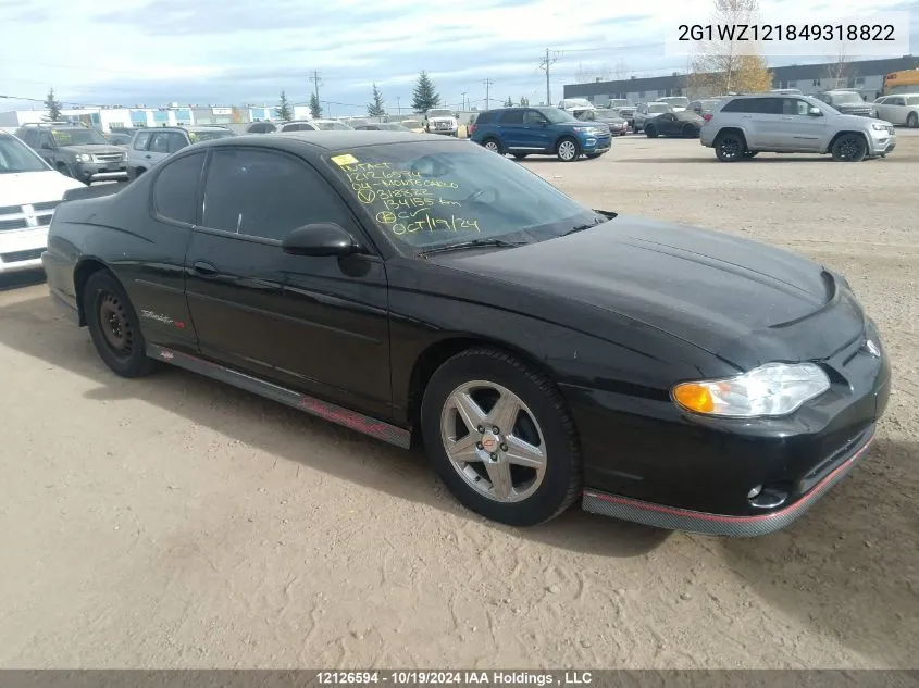 2004 Chevrolet Monte Carlo Ss Supercharged VIN: 2G1WZ121849318822 Lot: 12126594