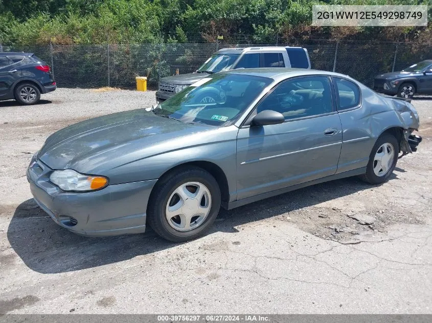 2004 Chevrolet Monte Carlo Ls VIN: 2G1WW12E549298749 Lot: 39756297