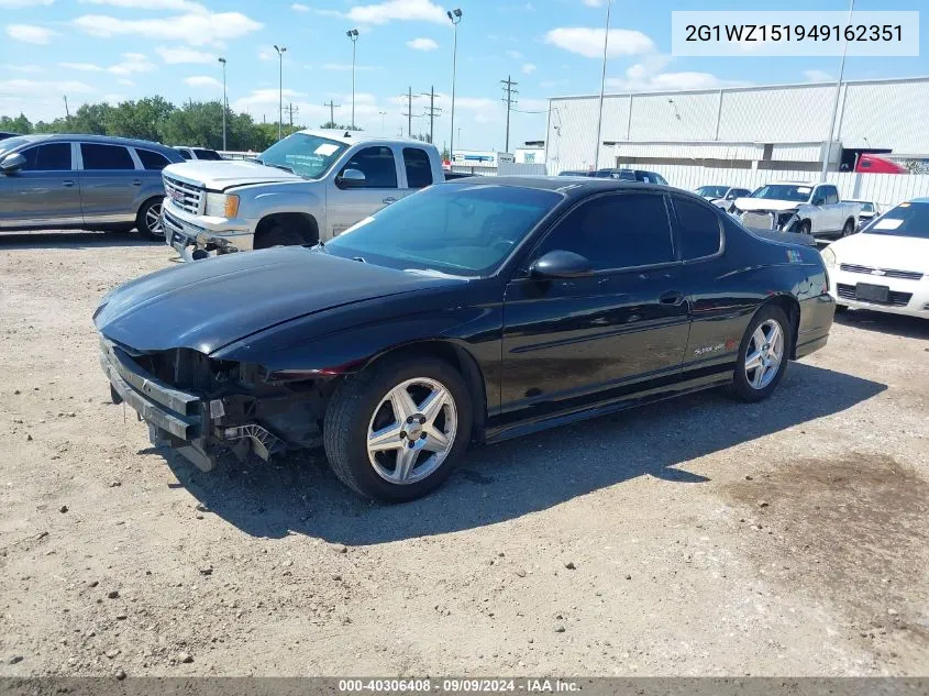 2004 Chevrolet Monte Carlo Supercharged Ss VIN: 2G1WZ151949162351 Lot: 40306408