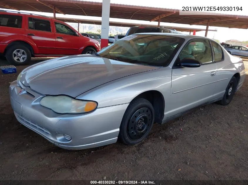 2004 Chevrolet Monte Carlo Ls VIN: 2G1WW12E549330194 Lot: 40330282