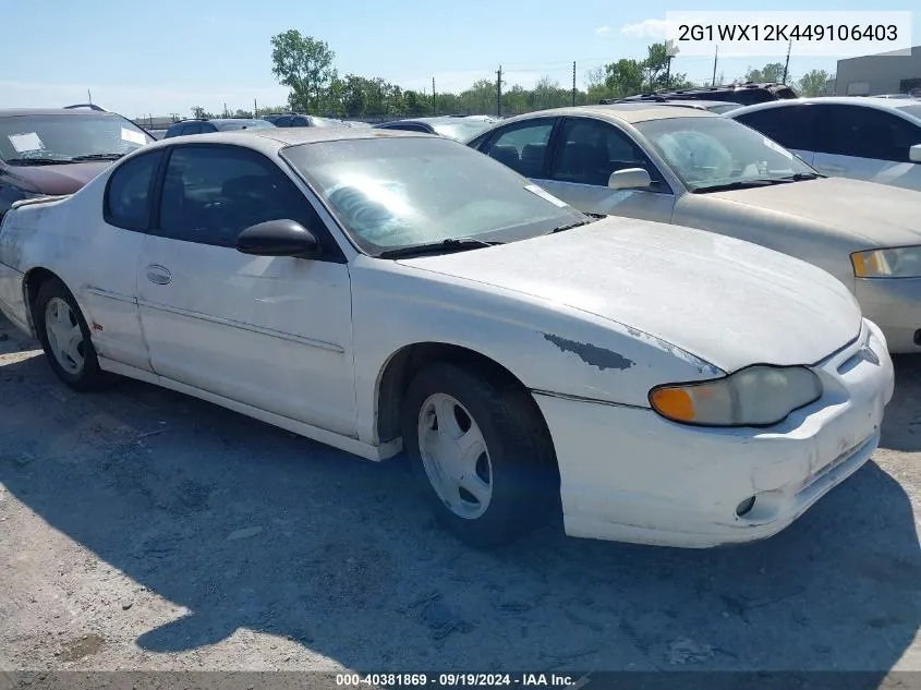 2004 Chevrolet Monte Carlo Ss VIN: 2G1WX12K449106403 Lot: 40381869