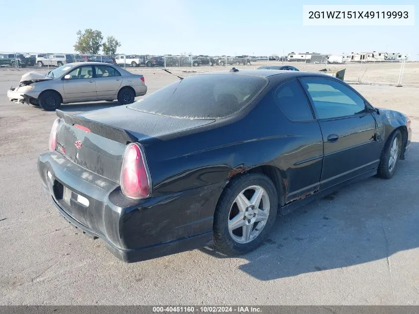 2004 Chevrolet Monte Carlo Supercharged Ss VIN: 2G1WZ151X49119993 Lot: 40451160