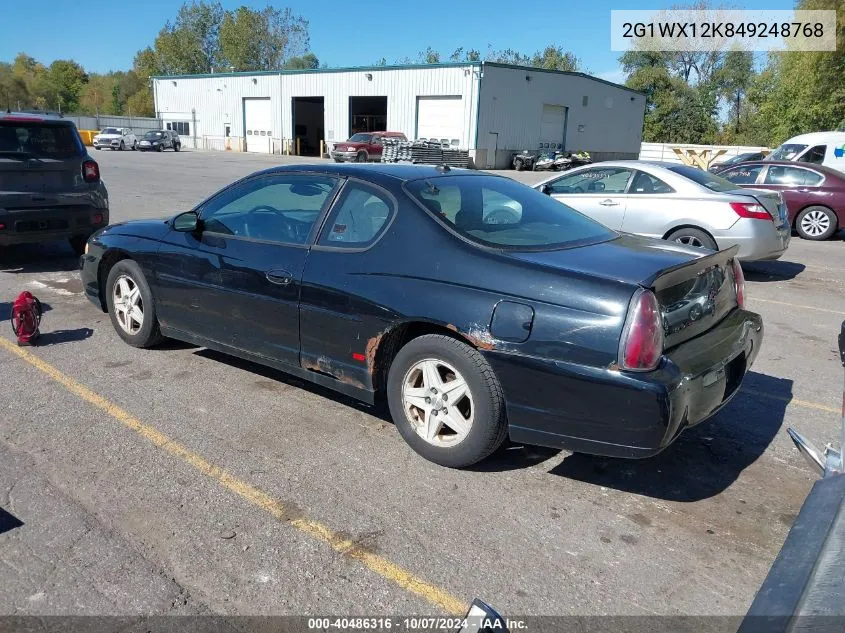 2004 Chevrolet Monte Carlo Ss VIN: 2G1WX12K849248768 Lot: 40486316