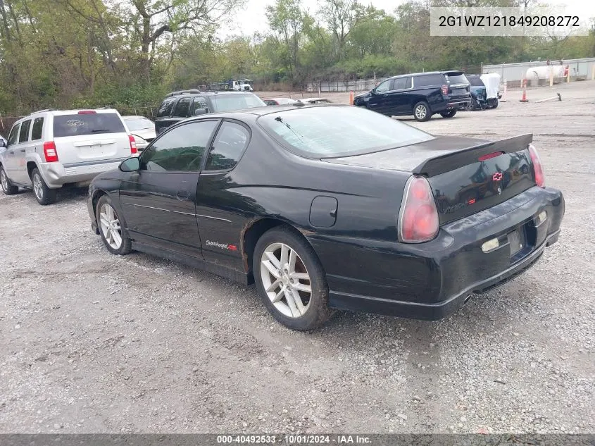 2004 Chevrolet Monte Carlo Supercharged Ss VIN: 2G1WZ121849208272 Lot: 40492533