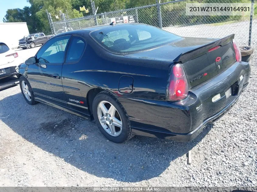 2004 Chevrolet Monte Carlo Supercharged Ss VIN: 2G1WZ151449164931 Lot: 40500112