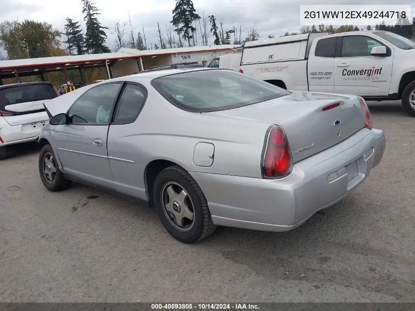 2004 Chevrolet Monte Carlo Ls VIN: 2G1WW12EX49244718 Lot: 40593805