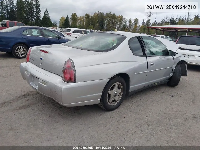 2004 Chevrolet Monte Carlo Ls VIN: 2G1WW12EX49244718 Lot: 40593805