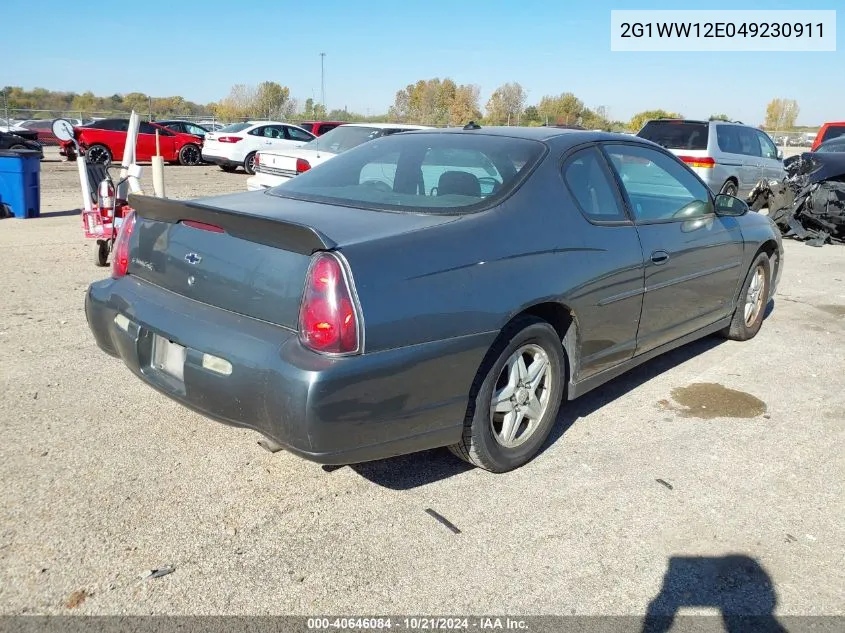 2004 Chevrolet Monte Carlo Ls VIN: 2G1WW12E049230911 Lot: 40646084