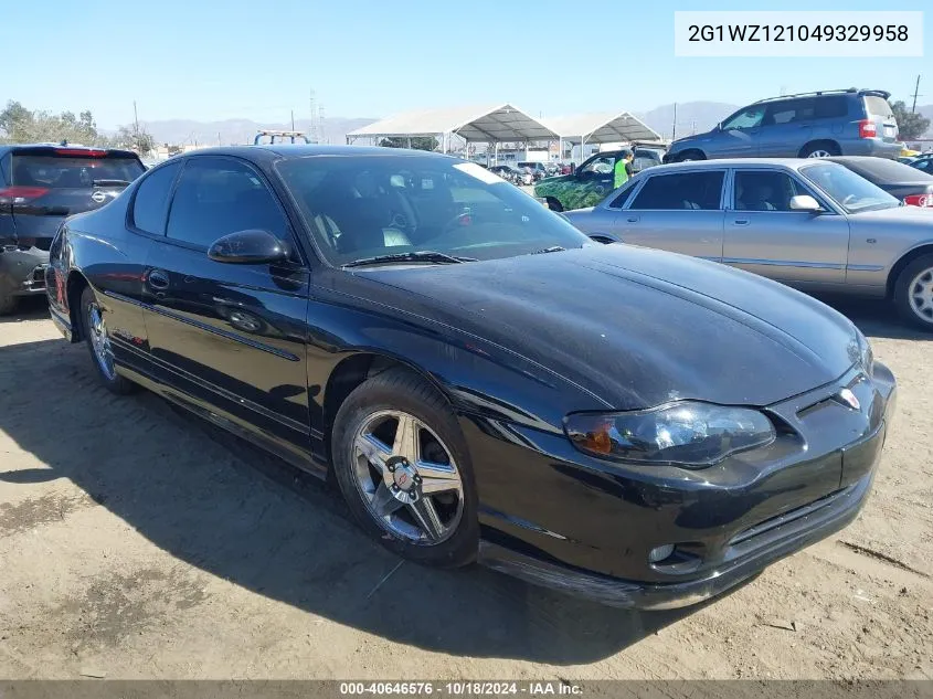 2004 Chevrolet Monte Carlo Supercharged Ss VIN: 2G1WZ121049329958 Lot: 40646576