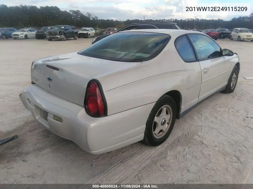 2004 Chevrolet Monte Carlo Ls VIN: 2G1WW12E249115209 Lot: 40805824