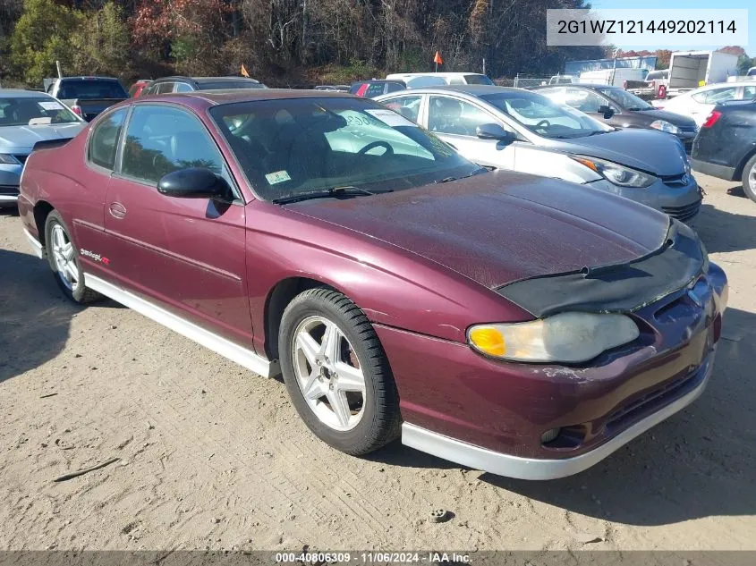 2004 Chevrolet Monte Carlo Supercharged Ss VIN: 2G1WZ121449202114 Lot: 40806309