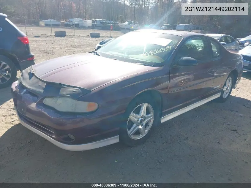 2004 Chevrolet Monte Carlo Supercharged Ss VIN: 2G1WZ121449202114 Lot: 40806309