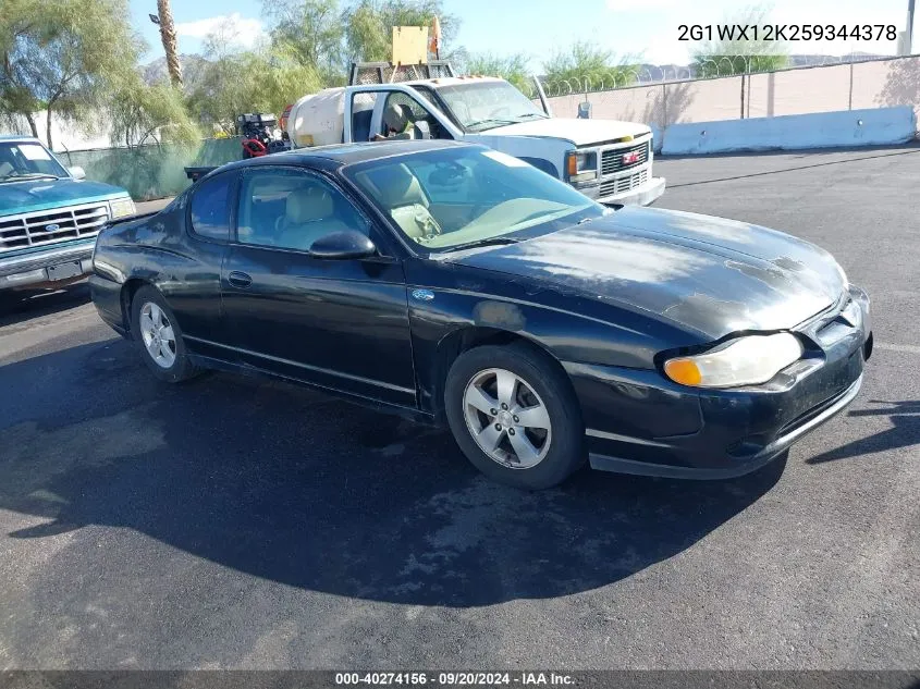 2005 Chevrolet Monte Carlo Lt VIN: 2G1WX12K259344378 Lot: 40274156