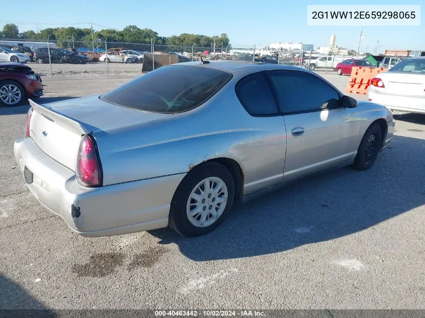 2005 Chevrolet Monte Carlo Ls VIN: 2G1WW12E659298065 Lot: 40463442