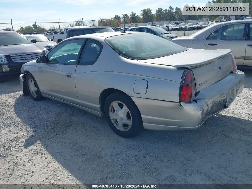 2005 Chevrolet Monte Carlo Lt VIN: 2G1WX12K259118163 Lot: 40705413