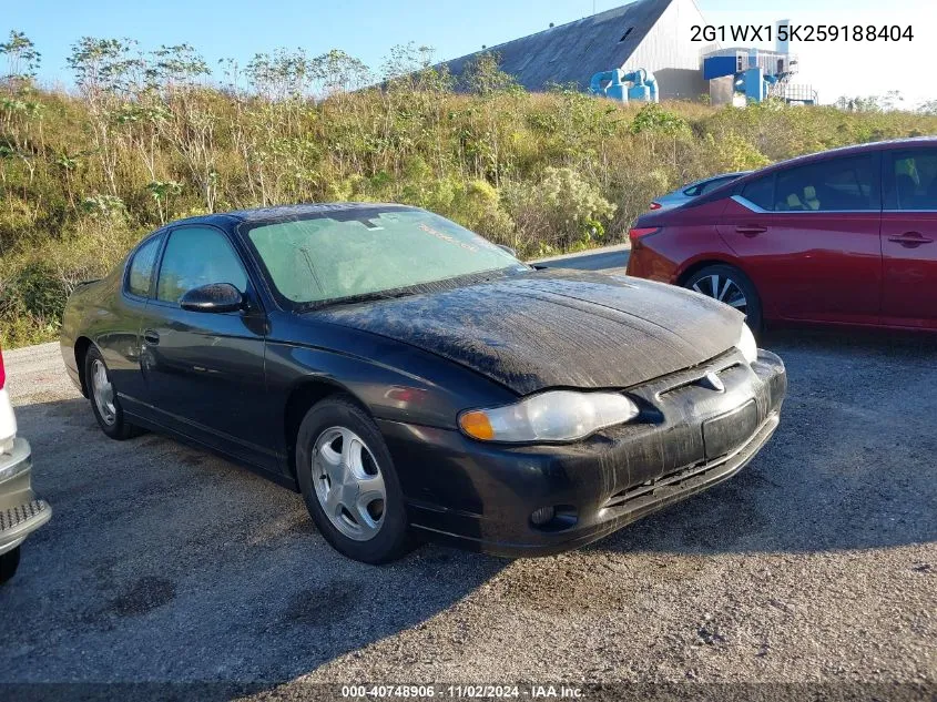 2005 Chevrolet Monte Carlo Lt VIN: 2G1WX15K259188404 Lot: 40748906