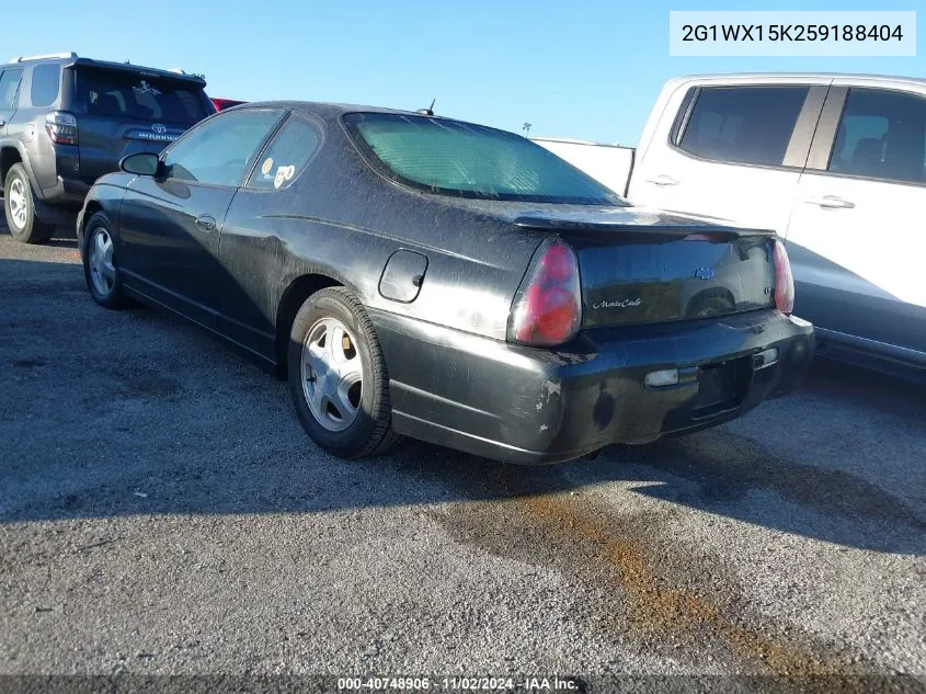 2005 Chevrolet Monte Carlo Lt VIN: 2G1WX15K259188404 Lot: 40748906