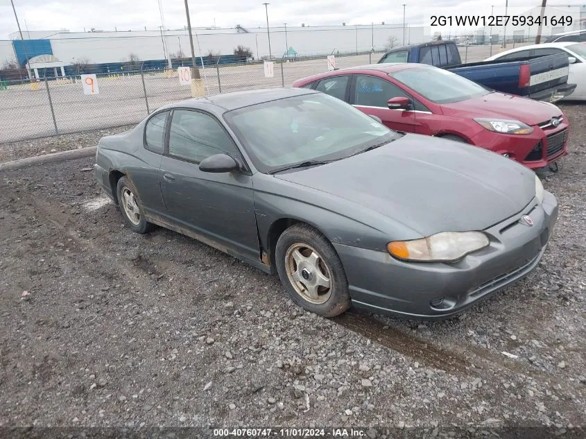 2005 Chevrolet Monte Carlo Ls VIN: 2G1WW12E759341649 Lot: 40760747