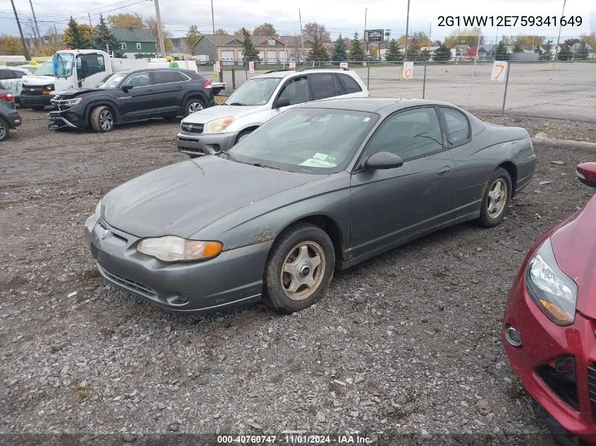 2005 Chevrolet Monte Carlo Ls VIN: 2G1WW12E759341649 Lot: 40760747