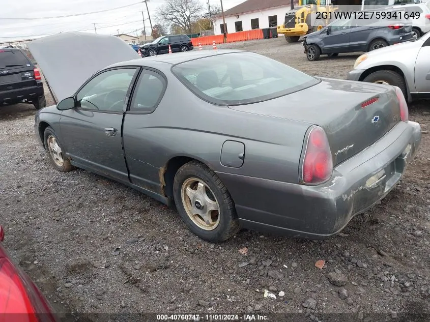 2005 Chevrolet Monte Carlo Ls VIN: 2G1WW12E759341649 Lot: 40760747