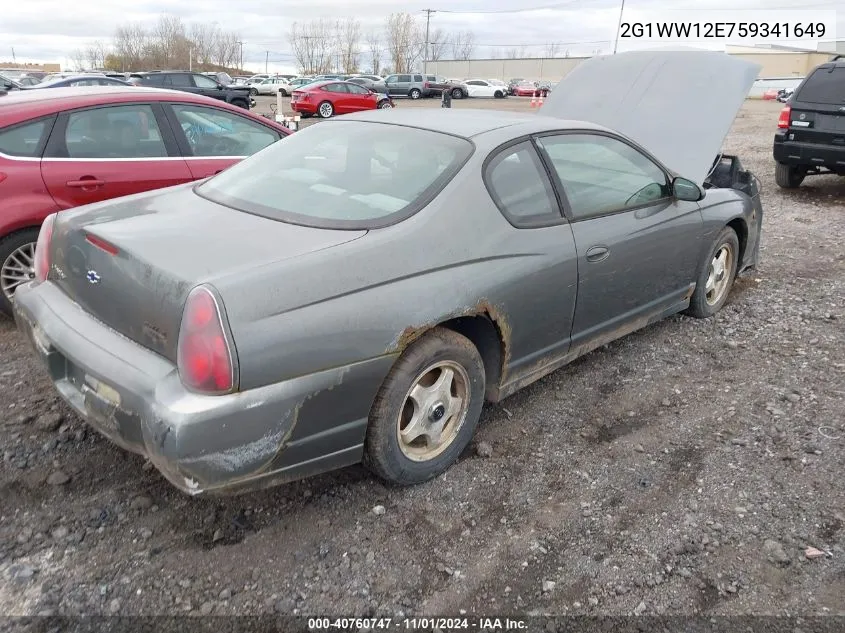 2005 Chevrolet Monte Carlo Ls VIN: 2G1WW12E759341649 Lot: 40760747