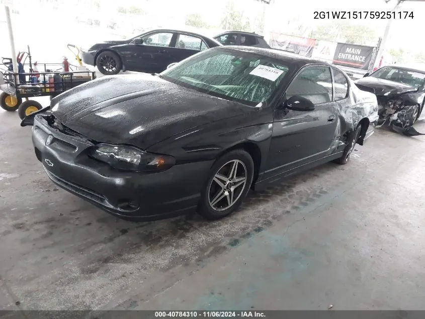 2005 Chevrolet Monte Carlo Supercharged Ss VIN: 2G1WZ151759251174 Lot: 40784310