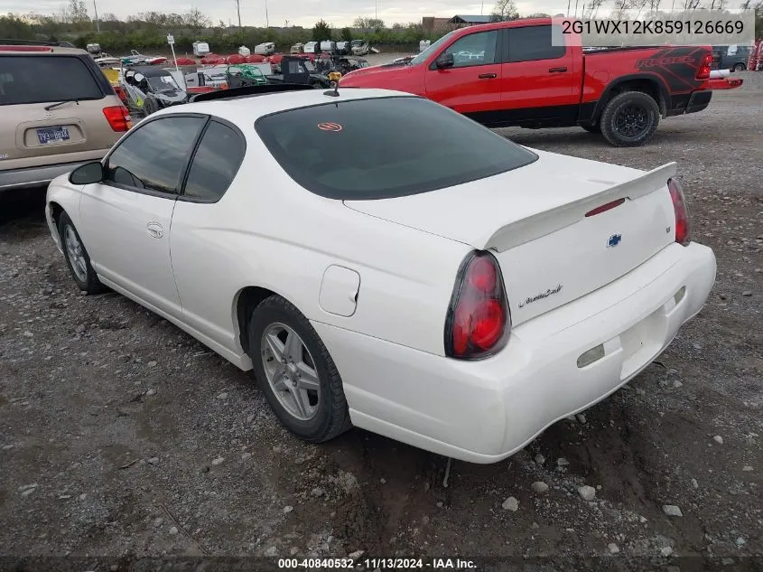 2005 Chevrolet Monte Carlo Lt VIN: 2G1WX12K859126669 Lot: 40840532