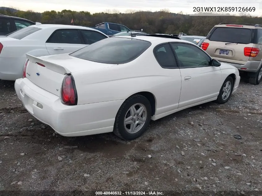 2005 Chevrolet Monte Carlo Lt VIN: 2G1WX12K859126669 Lot: 40840532