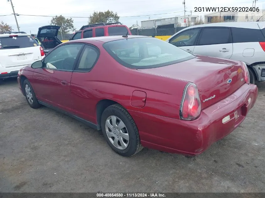 2005 Chevrolet Monte Carlo Ls VIN: 2G1WW12EX59202406 Lot: 40854580