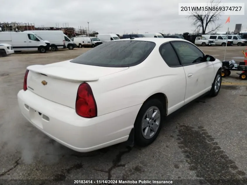 2006 Chevrolet Monte Carlo Ls VIN: 2G1WM15N869374727 Lot: 20183414