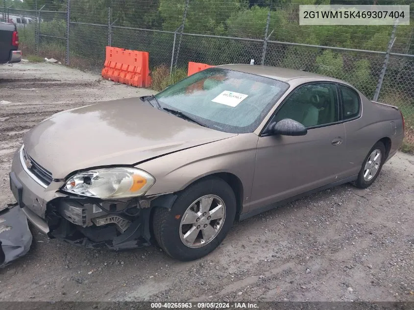 2006 Chevrolet Monte Carlo Lt VIN: 2G1WM15K469307404 Lot: 40265963