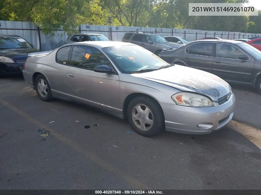 2006 Chevrolet Monte Carlo Lt VIN: 2G1WK151469261070 Lot: 40287048