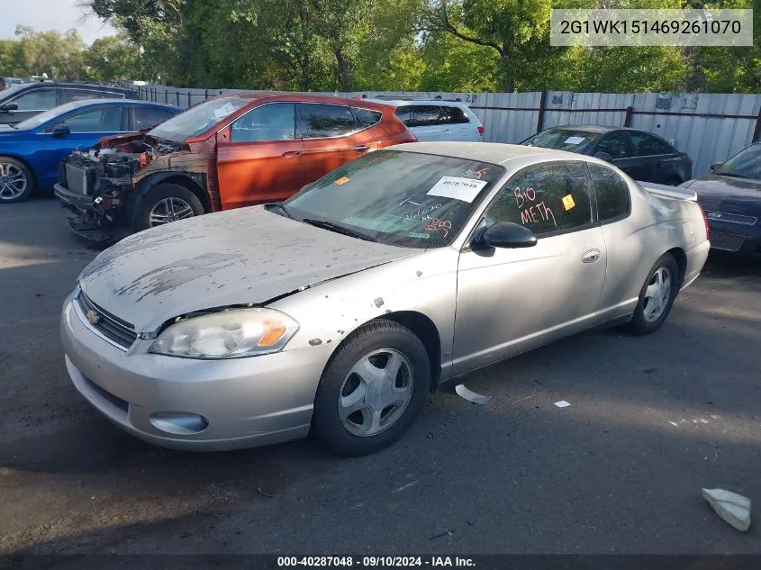 2006 Chevrolet Monte Carlo Lt VIN: 2G1WK151469261070 Lot: 40287048