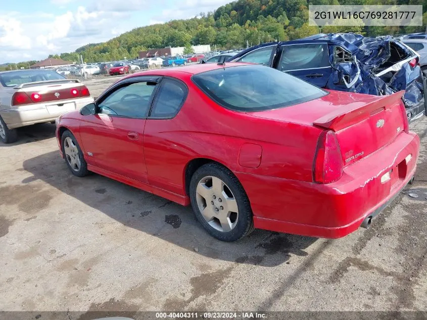 2006 Chevrolet Monte Carlo Ss VIN: 2G1WL16C769281777 Lot: 40404311