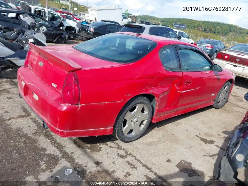 2006 Chevrolet Monte Carlo Ss VIN: 2G1WL16C769281777 Lot: 40404311