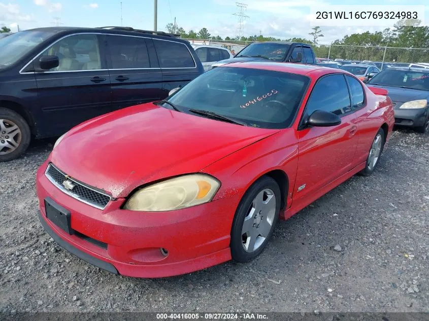 2006 Chevrolet Monte Carlo Ss VIN: 2G1WL16C769324983 Lot: 40416005