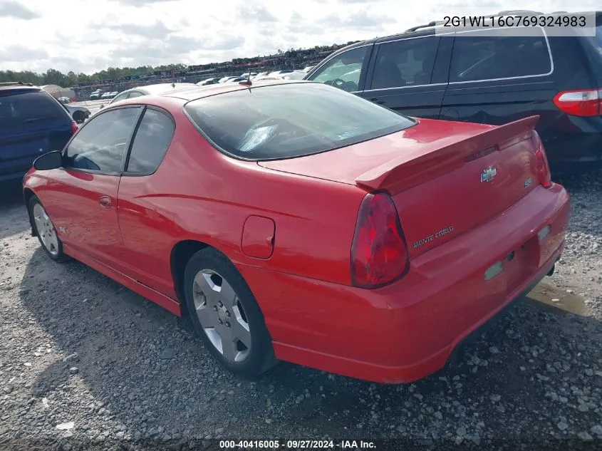 2006 Chevrolet Monte Carlo Ss VIN: 2G1WL16C769324983 Lot: 40416005