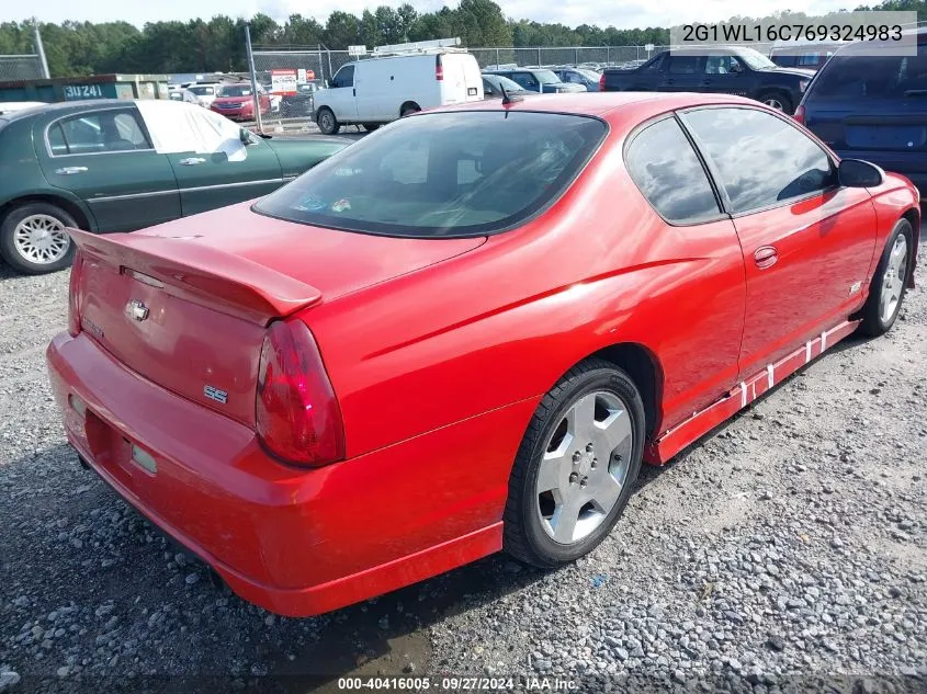 2006 Chevrolet Monte Carlo Ss VIN: 2G1WL16C769324983 Lot: 40416005