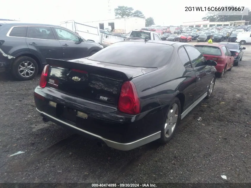 2006 Chevrolet Monte Carlo Ss VIN: 2G1WL16C669199667 Lot: 40474895