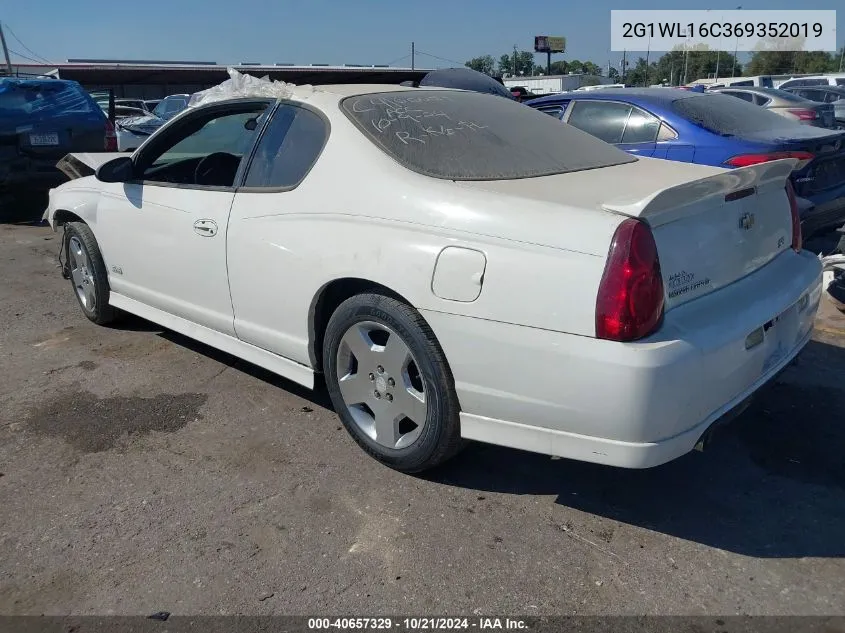 2006 Chevrolet Monte Carlo Ss VIN: 2G1WL16C369352019 Lot: 40657329