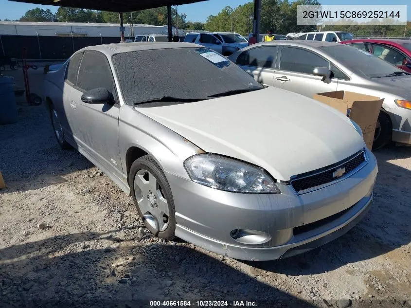 2006 Chevrolet Monte Carlo Ss VIN: 2G1WL15C869252144 Lot: 40661584