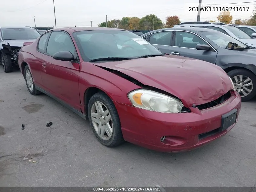 2006 Chevrolet Monte Carlo Lt VIN: 2G1WK151169241617 Lot: 40662825