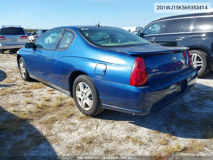 2006 Chevrolet Monte Carlo Ls VIN: 2G1WJ15K569353414 Lot: 40683163