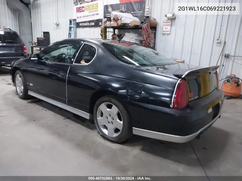 2006 Chevrolet Monte Carlo Ss VIN: 2G1WL16C069221923 Lot: 40702863