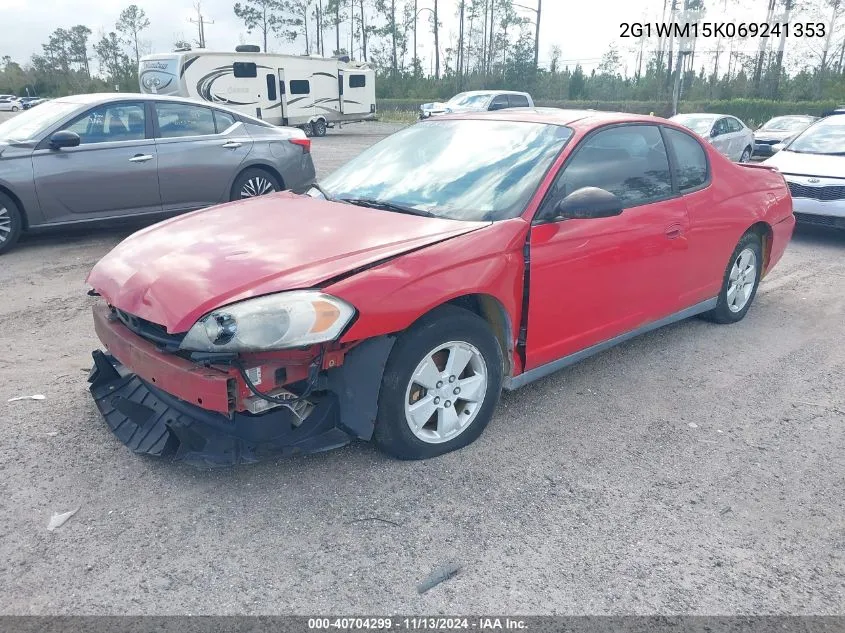 2006 Chevrolet Monte Carlo Lt VIN: 2G1WM15K069241353 Lot: 40704299