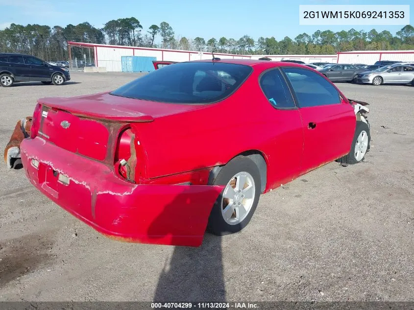 2006 Chevrolet Monte Carlo Lt VIN: 2G1WM15K069241353 Lot: 40704299