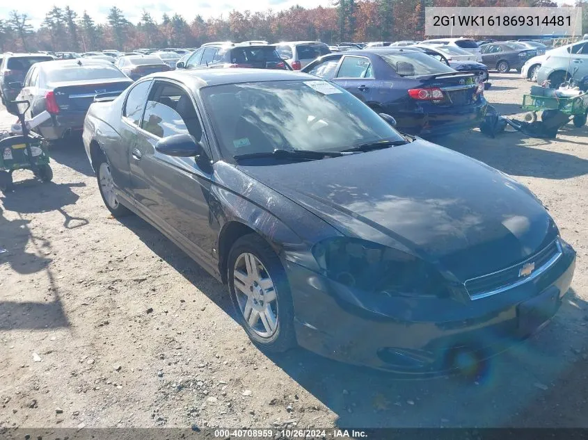 2006 Chevrolet Monte Carlo Lt VIN: 2G1WK161869314481 Lot: 40708959