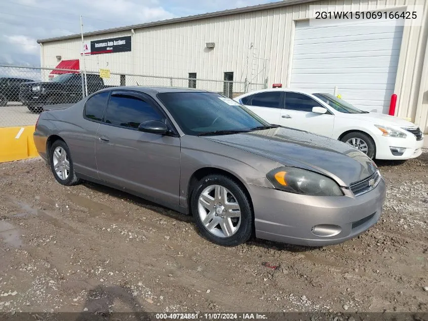 2006 Chevrolet Monte Carlo Lt VIN: 2G1WK151069166425 Lot: 40724851